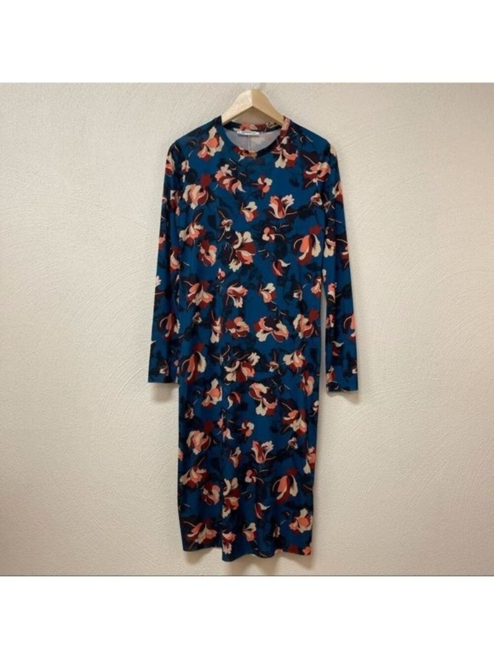 Zara Trafaluc Blue Floral Long Sleeve Dress Sz Small